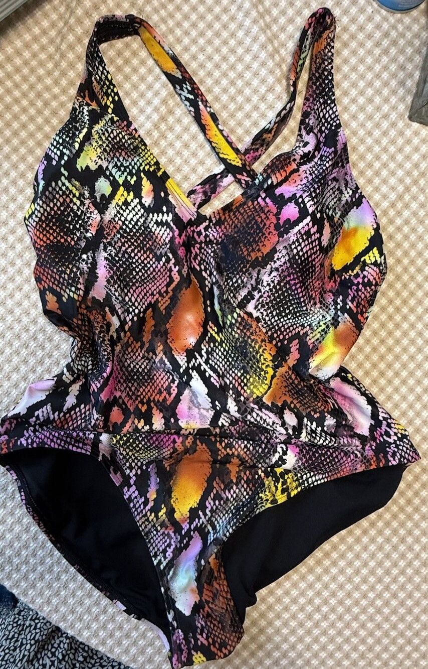 Boston Proper One Piece Swimsuit Women’s Size 14 – Multicolor Snake Print